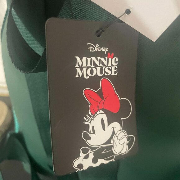 NWT Womens Bioworld Disney Minnie Mouse Emerald Green Velvet Mini Backpack Bag main image 6